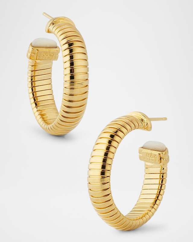 Antigone Mother-of-Pearl Cabochon Hoop Earrings